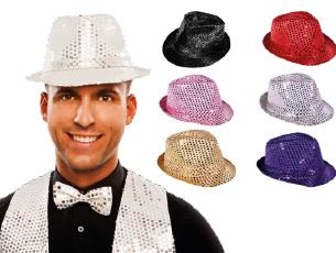 SOMBRERO FEDORA LENTEJUELAS ROJO