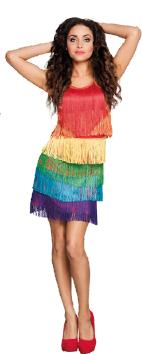 VESTIDO FLECOS MULTICOLOR T-M