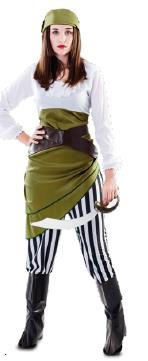 PIRATA CHICA VERDE , PANTALÓN CON CUBREBOTAS, CINT